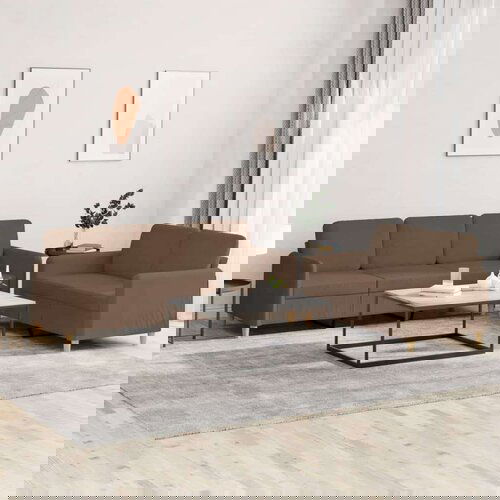  2-dijelni set sofa s jastucima smeđi od tkanine Cene
