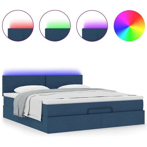 VidaXL Otomanski krevet s madracem i LED plavi 160x200cm tkanine Slike