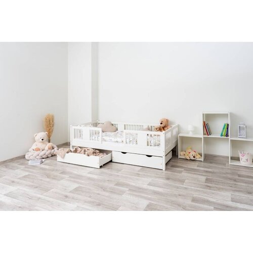 Molarem Home Drveni dječji krevet Luna 20 - bijeli - 160x80 cm - S 2 ladice Cijene