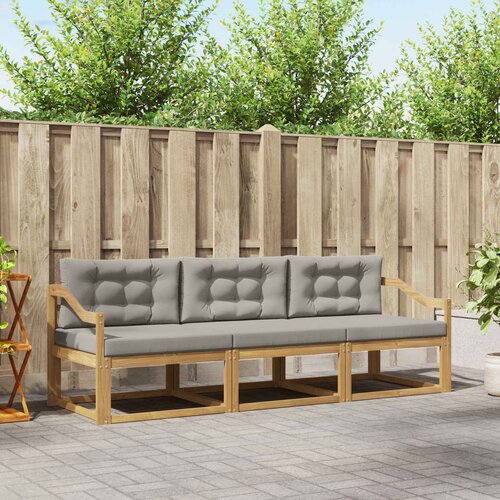  Set vanjskih sofa 3 pcs Bijela i svjetlosiva Poliester Cene