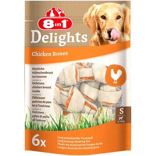 3 + 1 gratis! 4 x 8in1 grickalice za pse - Delights kosti za žvakanje piletina S, 24 kom. (4 x 210 g ) Cijene