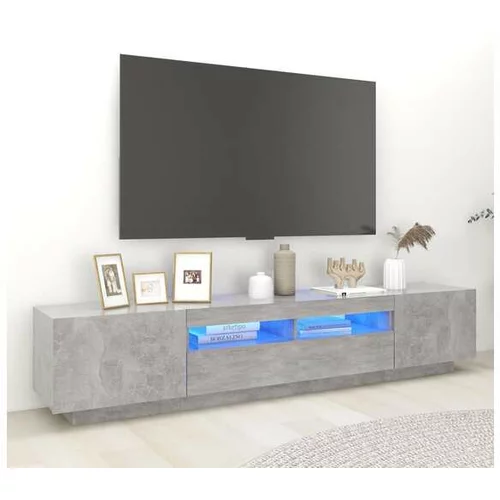 TV omarica z LED lučkami betonsko siva 200x35x40 cm