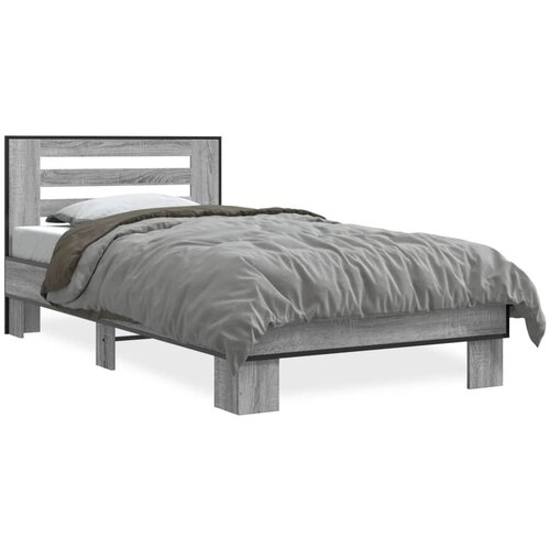 VidaXL Okvir za krevet boja hrasta 90x200 cm konstruirano drvo i metal Slike