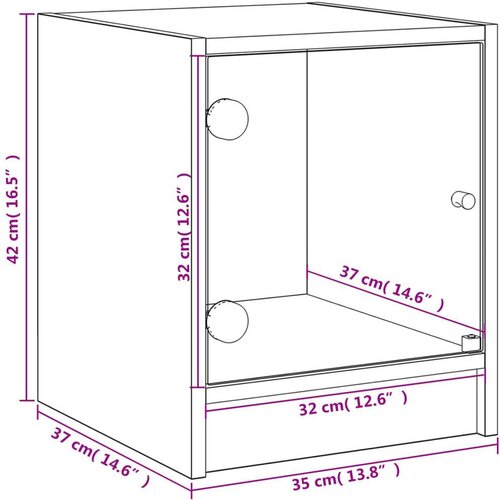 VidaXL Noćni ormarić sa staklenim vratima boja hrasta 35 x 37 x 42 cm Slike
