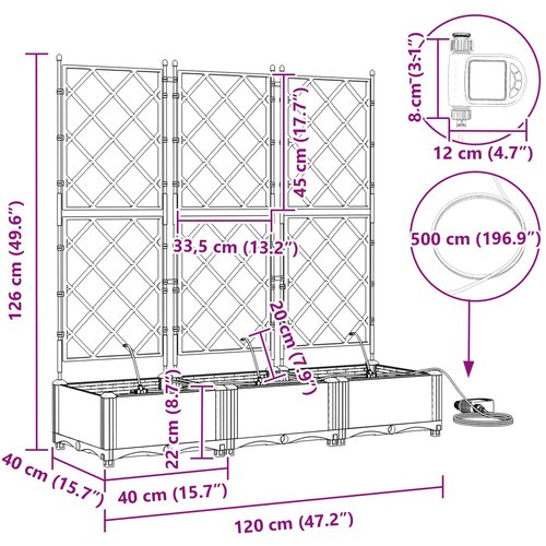  Vrtna saksija 3 pcs Sivi 120 x 40 x 126 cm Plastika Slike