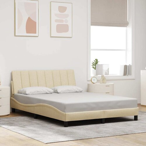 VidaXL Okvir kreveta bez madraca krem 120 x 200 cm od tkanine Slike