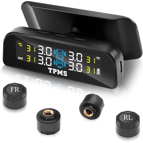 AVUTREL TPMS nadzor tlaka v pnevmatikah s 4 senzorji, solarno/USB Slike