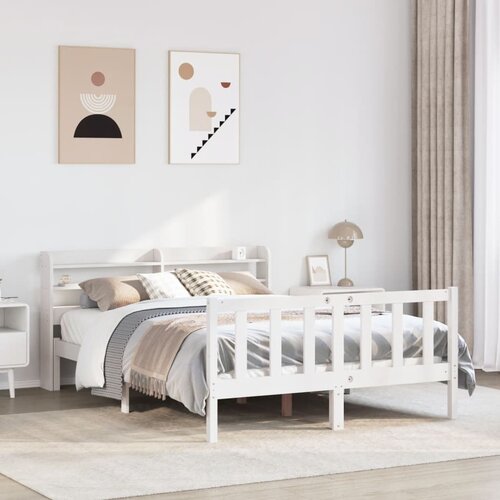 VidaXL Okvir kreveta bez madraca bijeli 120 x 200 cm masivna borovina Slike