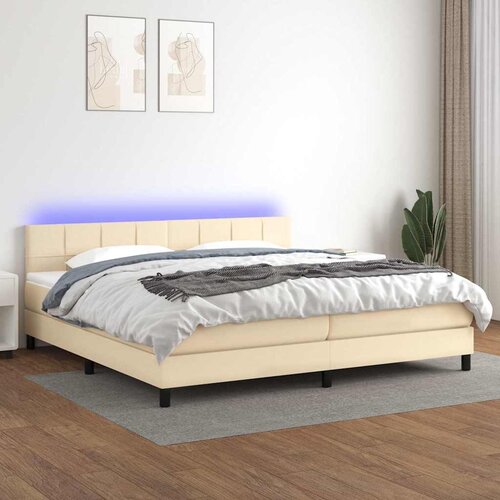  box spring s madracem LED krem 200x200 cm od tkanine Cijene