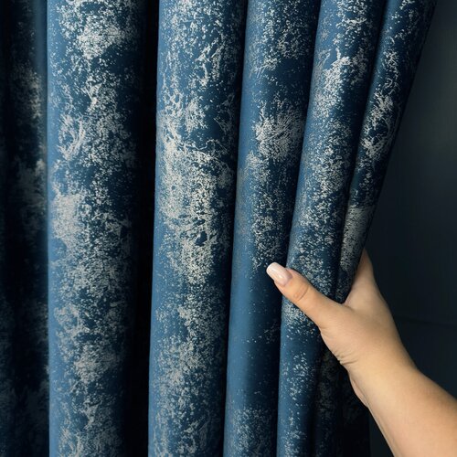 Dekorativna tkanina Jacquard Flower Blue plava vis. 2,50 m Cene