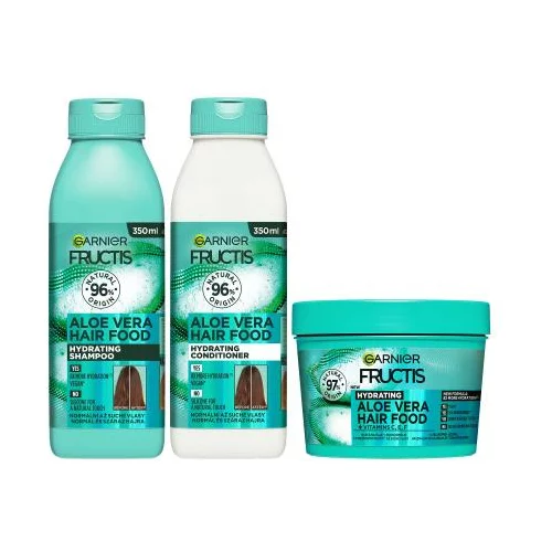 Garnier Fructis Hair Food Aloe Vera Hydrating Shampoo Set šampon 350 ml + regenerator 350 ml + maska za kosu 400 ml za ženske