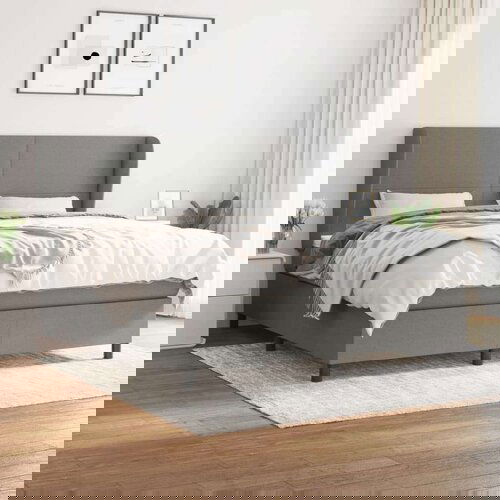  Box spring postelja z vzmetnico temno siva 160x200 cm blago, (20789882) Cene