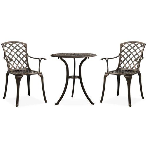  3-dijelni bistro set od lijevanog aluminija brončani Cene