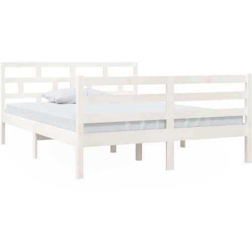 VidaXL Posteljni okvir bel iz borovine 140x190 cm, (20648050) Slike