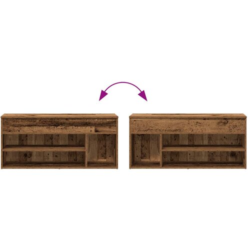  Klupa za cipele boja staro drvo 102x30,5x45cm konstruirano drvo Slike