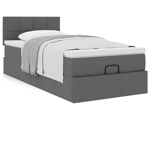 vidaXL Otomanski posteljni okvir z vzmetnico siv 80x200 cm blago Cene