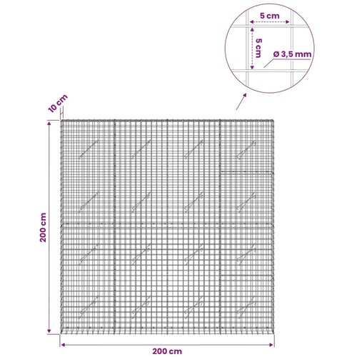  Gabion s žicom debljine 3 5 mm i mrežom 5x5 cm 200x10x200 cm - 10 cm 200 cm 200 cm Slike