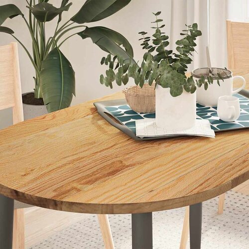 VidaXL Stolna ploča svjetlosmeđa 120x60x2 cm ovalna masivna hrastovina Slike