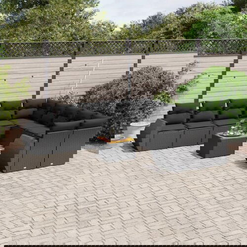 vidaXL 11-dijelni set vrtnih sofa od poliratana s jastucima crni Cijene