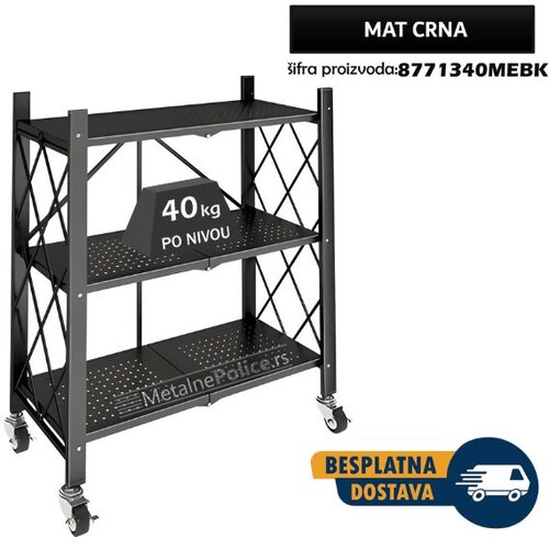  Polica metalna sklopiva sa točkićima 87x71x34cm Cene