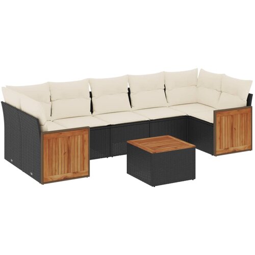 vidaXL 8-dijelni set vrtnih sofa od poliratana s jastucima crni Cene