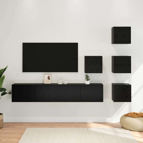  Komplet TV omaric 6 pcs 80 x 30 x 30 cm Črni hrast, (5000247688) Cene