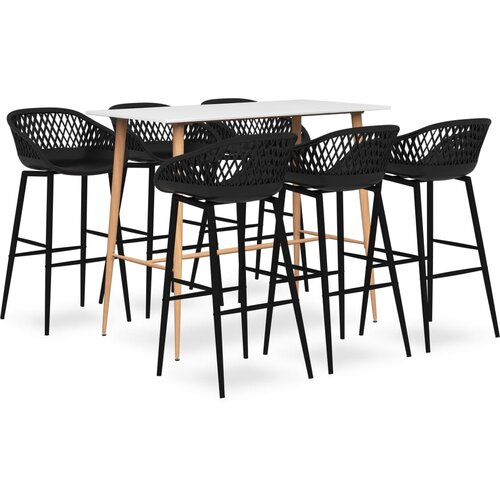 vidaXL Barska garnitura 7-delna bela in črna Cene