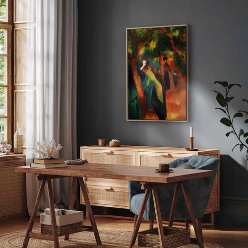  Slika - August Macke &amp;ndash; Sunny Path 40x60 U prirodnom drvenom okviru Slike