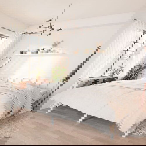 VidaXL Okvir za krevet od masivne borovine bijeli 200 x 200 cm Slike