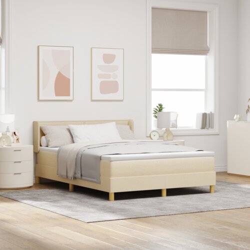 Box Spring Krevet s madracem Krem 140x200 cm Tkanina Cijene