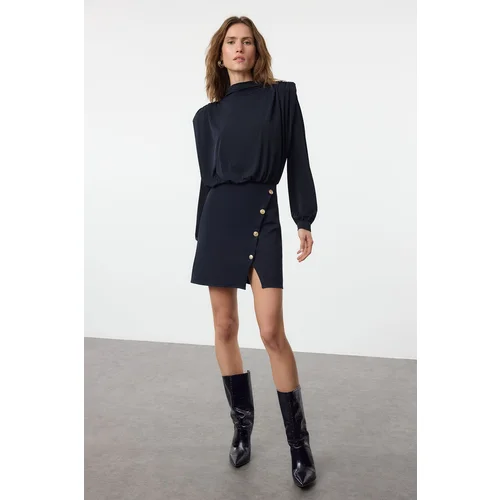 Trendyol Navy Blue Plain Padded Mini Woven Dress