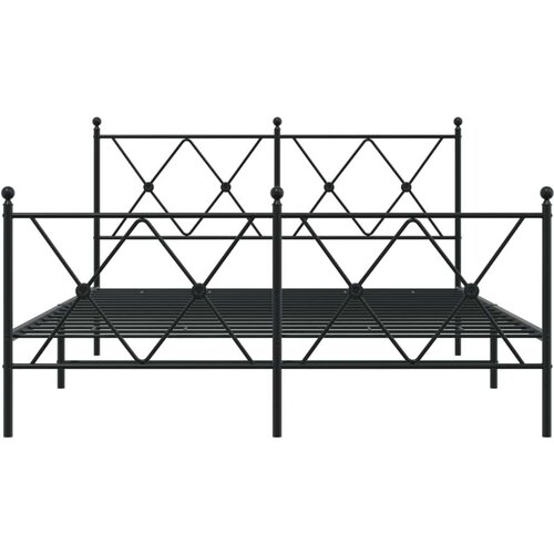 vidaXL Kovinski posteljni okvir z vzglavjem in vznožjem črn 137x190 cm Cene