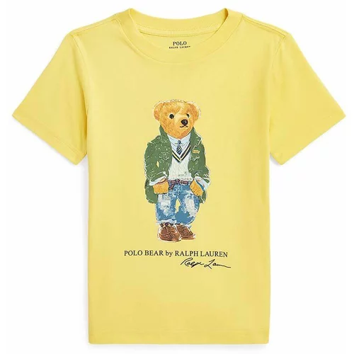 Polo Ralph Lauren Otroška bombažna kratka majica rumena barva