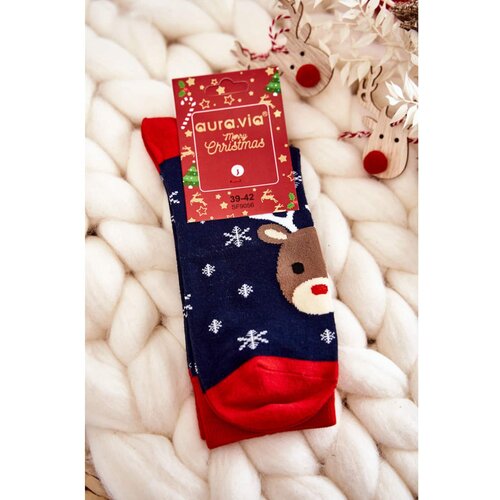 Kesi Men's Christmas Socks Reindeer Navy blue and red Cene