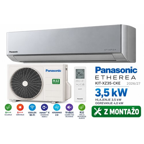 Panasonic Etherea KIT-XZ35-CKE 3,5 kW, srebrna (model 2026/27) z montažo - Cene