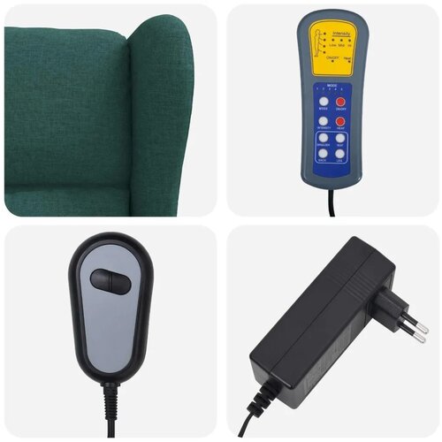  Masažni električni naslonjač s krilima Tamnozelena Tkanina - Tamnozelena Slike