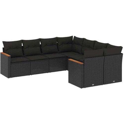 vidaXL 8-dijelni set vrtnih sofa od poliratana s jastucima crni Cijene