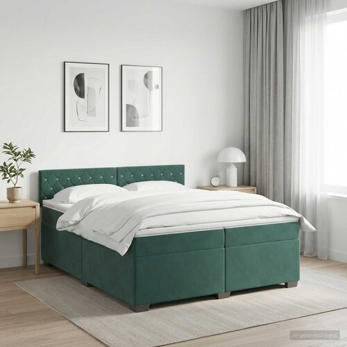  Boxspring krevet s madracem Tamnozelena 200 x 200 cm Baršun Cene