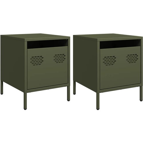 Maison Chic Dvo delni komplet Nočne omarice - Nočne mize olivno zelena 35x39x43,5 cm jeklo, (21687662) Slike