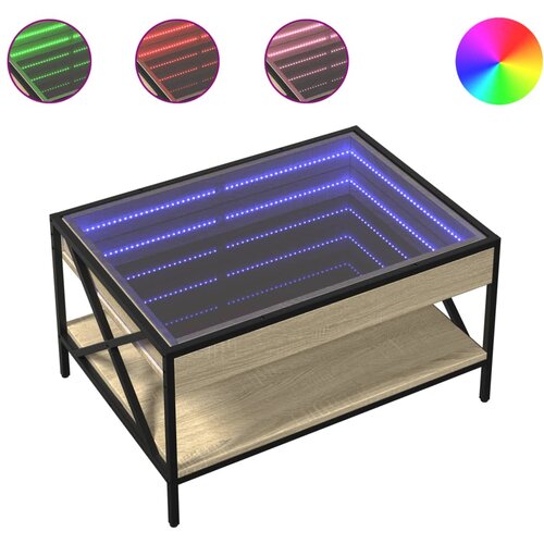  Stolić s beskonačnim LED svjetlima boja hrasta 70x50x38 cm Slike