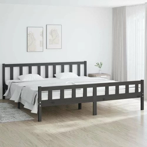  za krevet od masivnog drva sivi 180 x 200 cm 6FT King