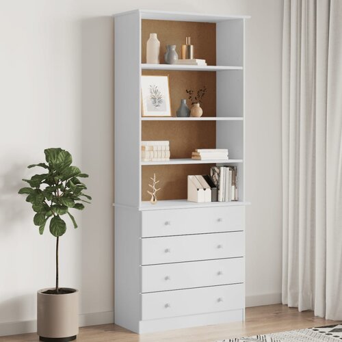 VidaXL Knjižna omara s predali ALTA bela 77x35x186,5 cm trdna borovina Slike