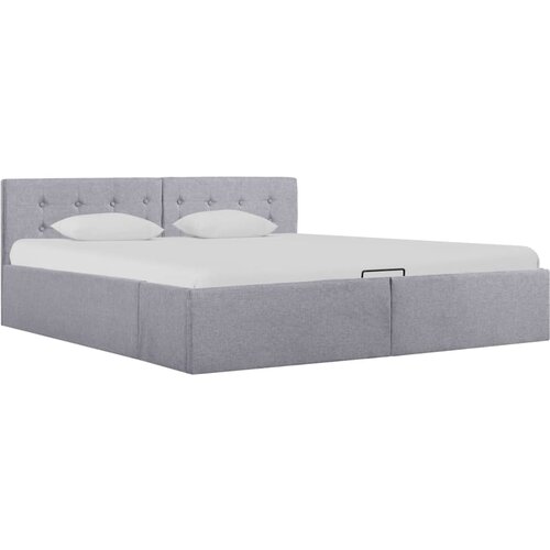 VidaXL Hidraulični okvir za krevet od tkanine svjetlosivi 160 x 200 cm Slike