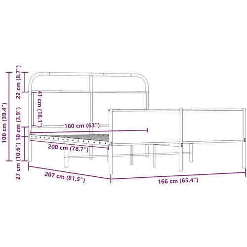 VidaXL Metalni okvir kreveta bez madraca boja hrasta sonome 160x200 cm Slike
