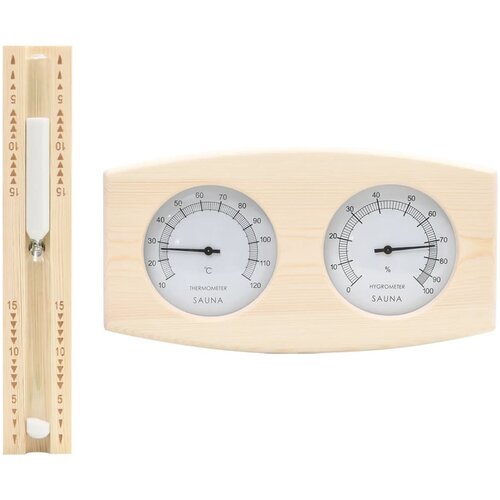 The Living Store Termo-higrometer za savno 2 v 1 in peščena ura trdna borovina - Pripomoček Za Savno, (21419042) Cene