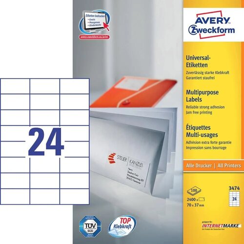 Avery Zweckform naljepnice 70x37mm 100 listova Cene