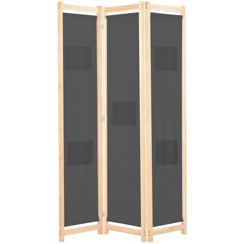 Sobna pregrada s 3 panela od tkanine 120 x 170 x 4 cm siva Cene