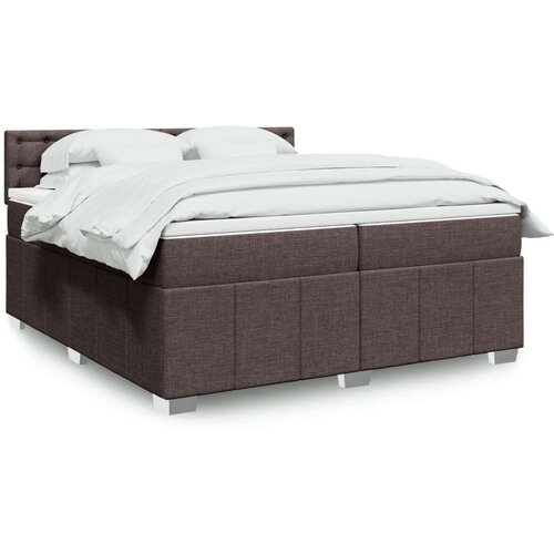  Krevet s oprugama i madracem tamnosmeđi 200x200 cm od tkanine Slike