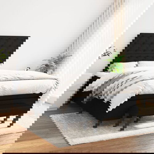 VidaXL Box spring postelja z vzmetnico črn 120x200 cm blago Slike