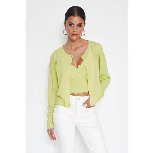 Trendyol Mint Crop 2-Pack Top-Round Cardigan Knitwear Set Cene